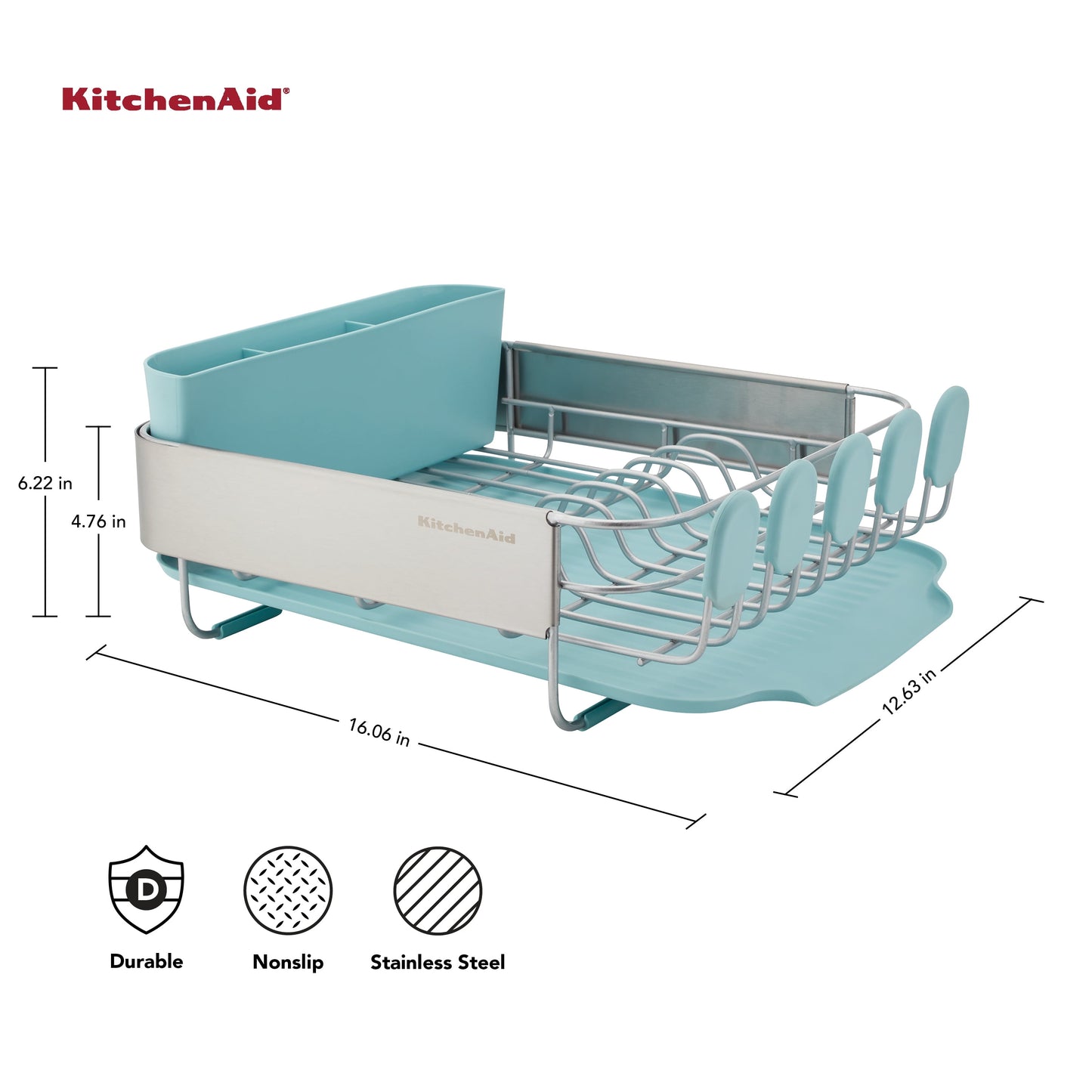 KitchenAid Stainless Steel Compact Dish Rack, Mineral Water