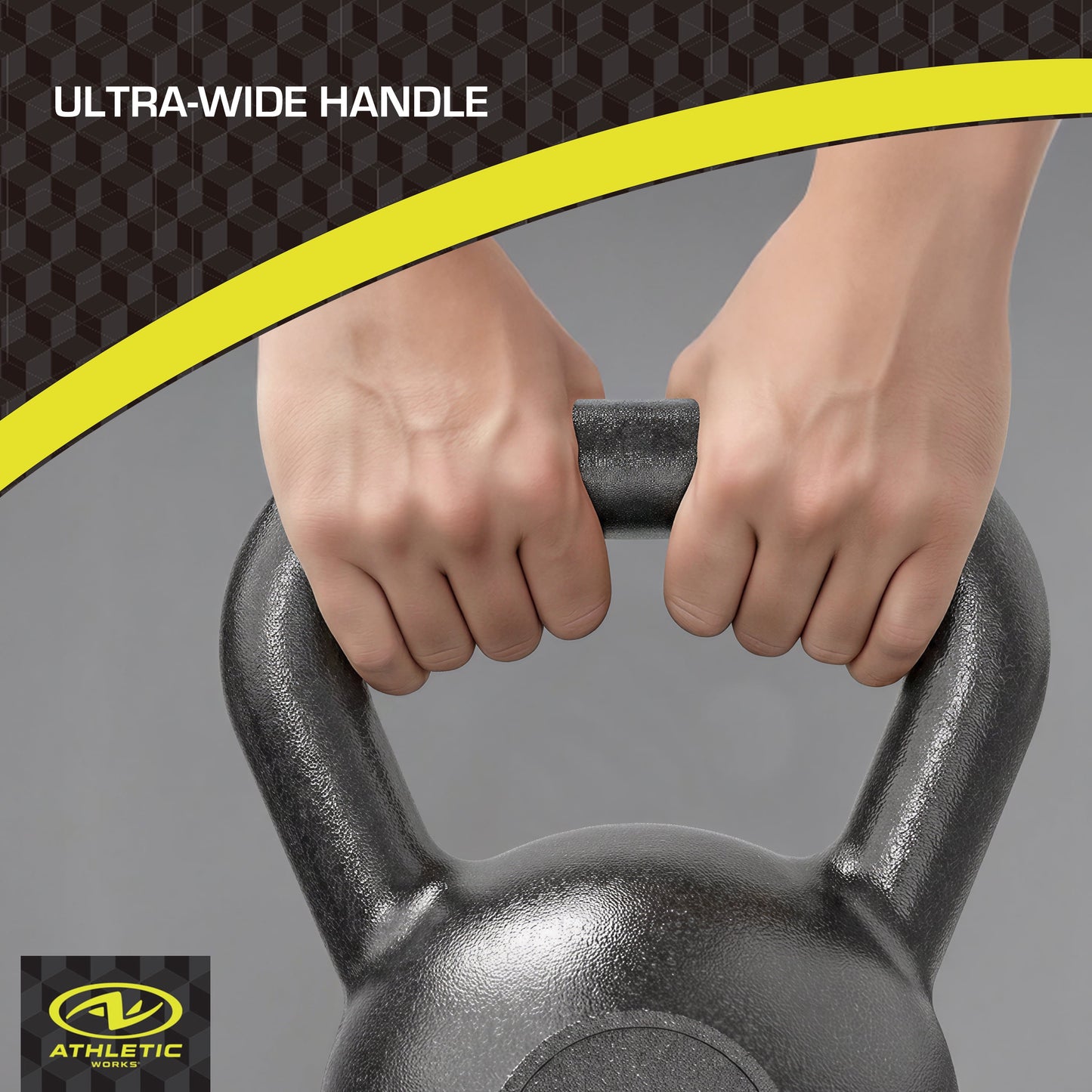 Athletic Works 35lb Kettlebell, Casting Iron, Durable Black Hammertone Finish, Black