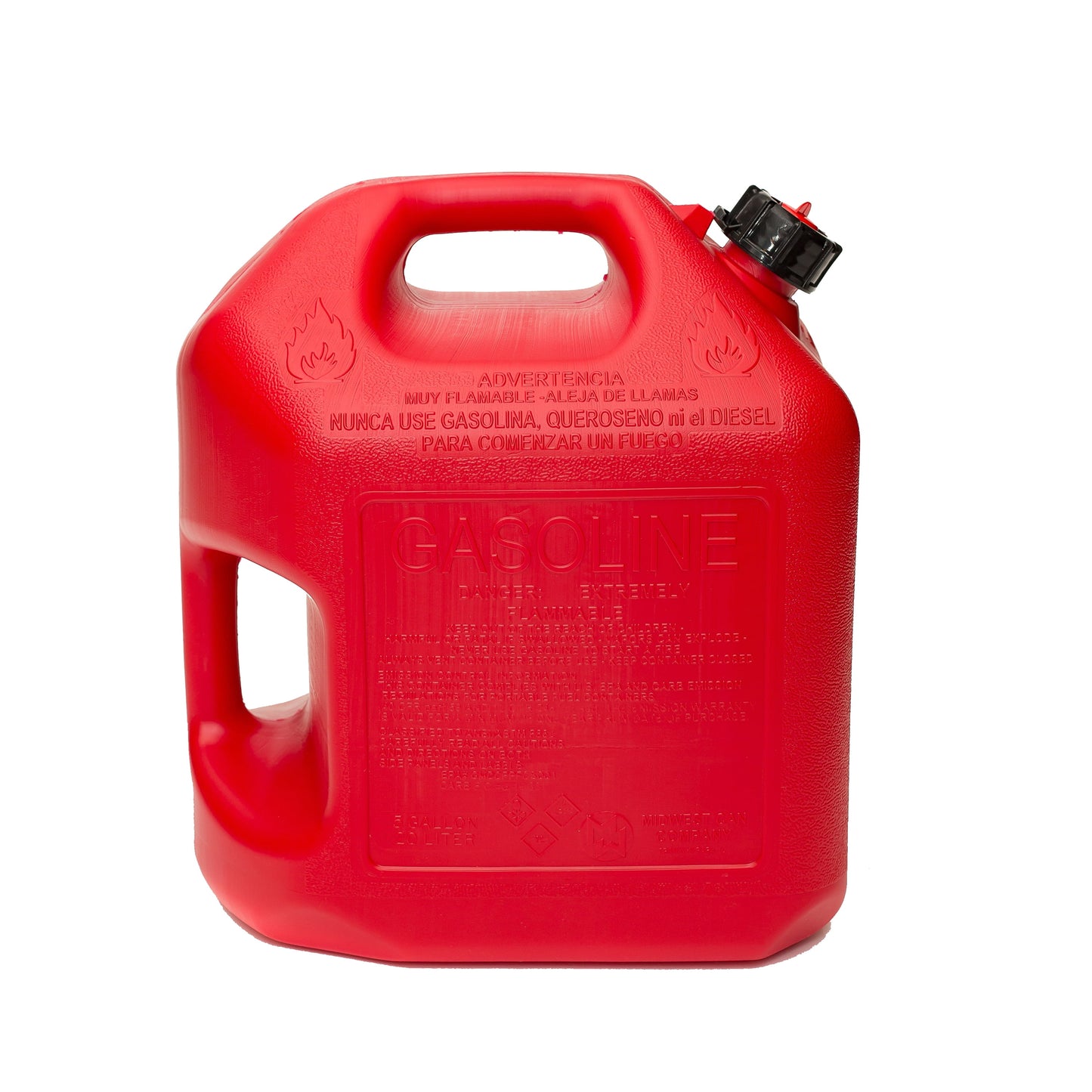 (2 pack) Midwest Can Company, 5 Gallon Capacity Gas Can with Flame Mitigation Device, Red