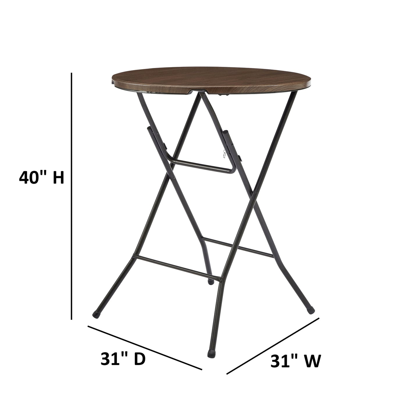 Mainstays 31" Round High-Top Cocktail Folding Table, Walnut