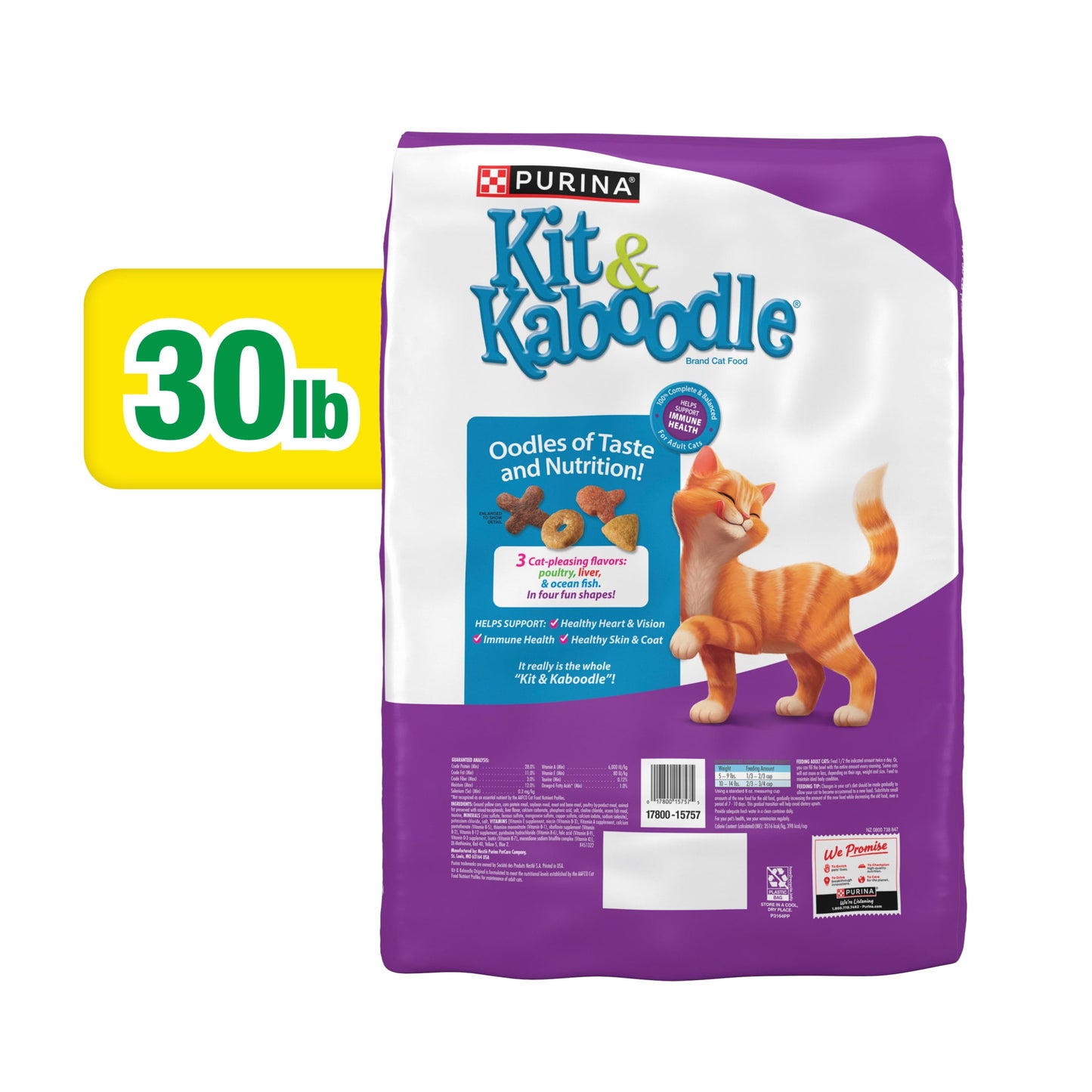 (2 pack) Purina Kit & Kaboodle Original, Indoor Dry Cat Food, Chicken, Liver, Turkey, Oceanfish, 30 lb Bag
