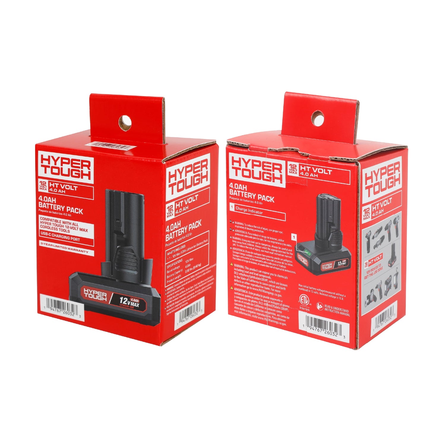 Hyper Tough 12V Lithium-Ion 4.0Ah Rechargeable Battery