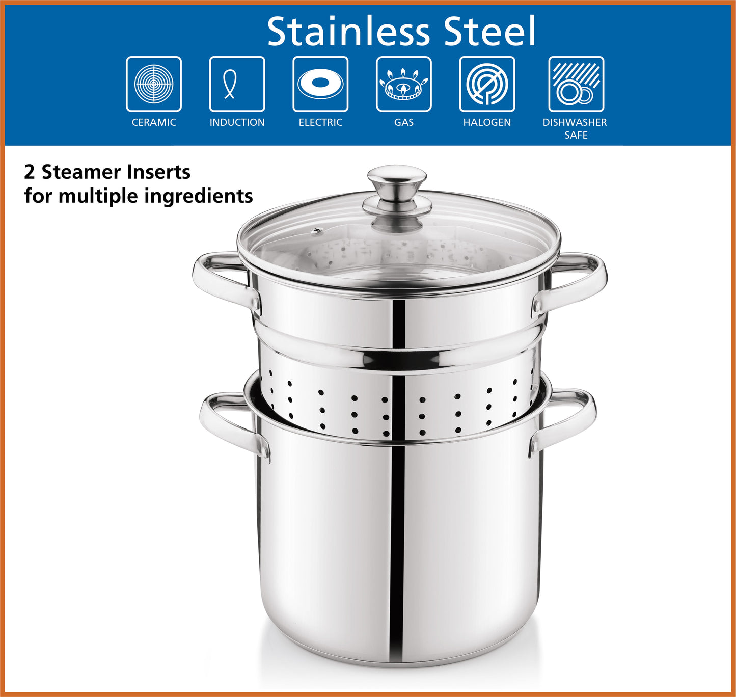 Mainstays 4-Piece Stainless Steel 8 qt Cooker Multipot Set