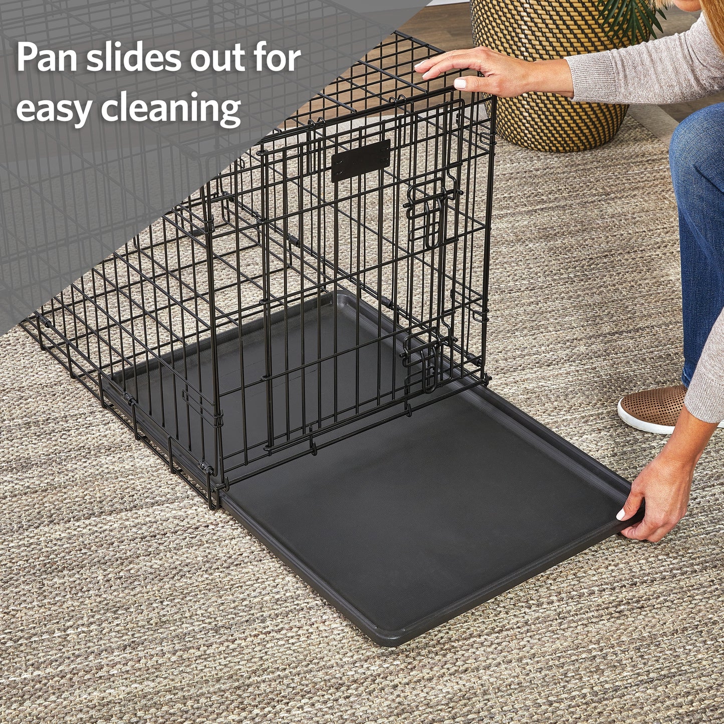 MidWest Homes for Pets 48-Inch Replacement Pan, Measures 46.5 x 29.1 x 1 Inches, Universal Leak-Proof Tray for Dog Crates & Multi-Purpose Use, Fits Most Standard 48" Wire Crates