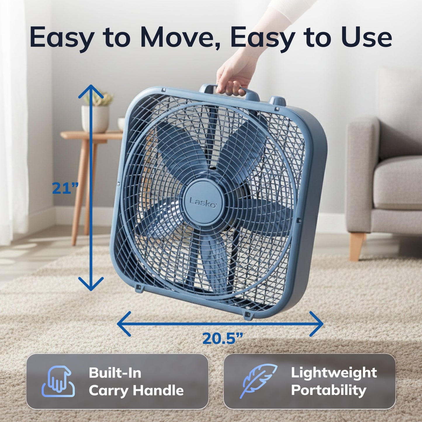 Lasko Cool Colors 20" 3-Speed Weather-Resistant Motor Box Fan B20312