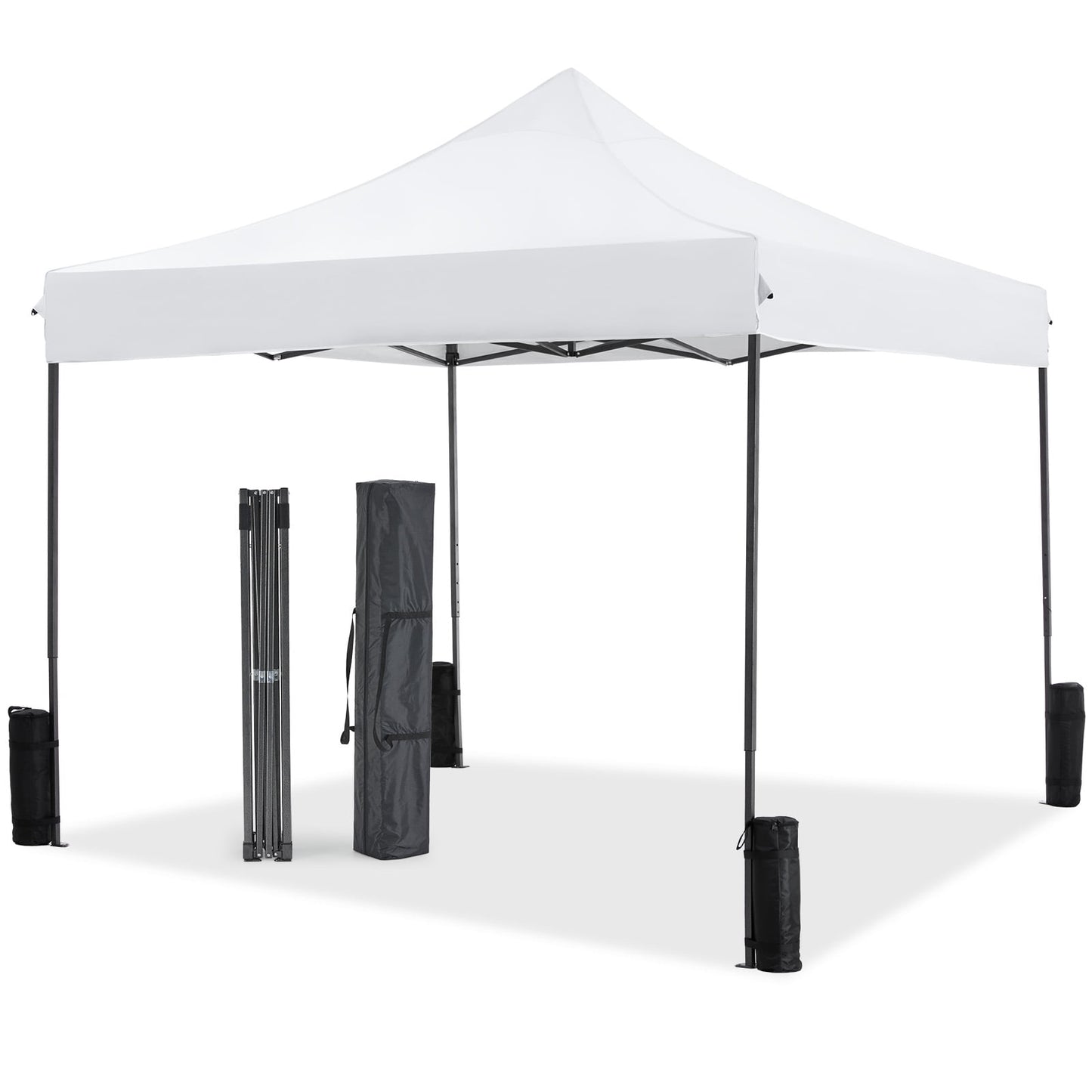 GIANNA 10x10 FT Pop Up Canopy Tent with Slant Legs and Carrying Bag, Easy Setup Outdoor Shelter for Patio, Garden, Beach, White