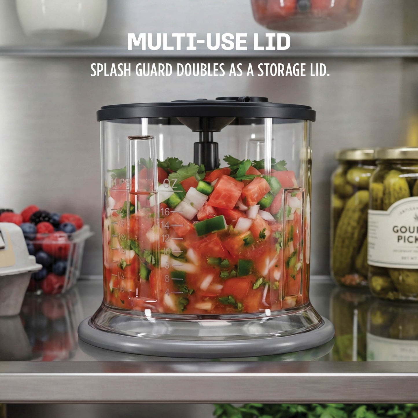 Ninja Food Chopper 2-Cup, One-Touch Pulse, Splash Guard & Storage Lid, Compact Kitchen, NJ100 Gray