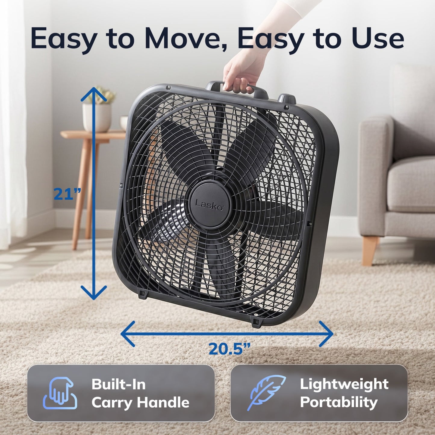 Lasko Cool Colors 20" 3-Speed Weather-Resistant Motor Box Fan B20301