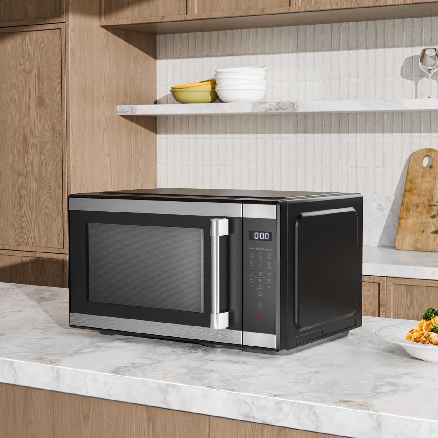 Hamilton Beach 1.1 Cu Ft Countertop Microwave Oven, Stainless Steel