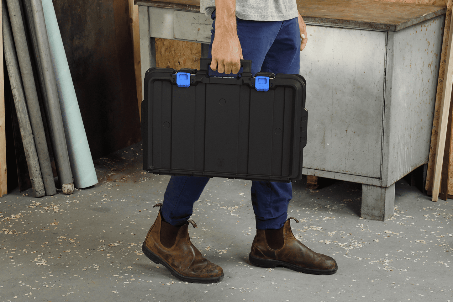 HART Stack System Tool Box with Small Blue Organizer & Dividers, Fits HART's Modular Storage System