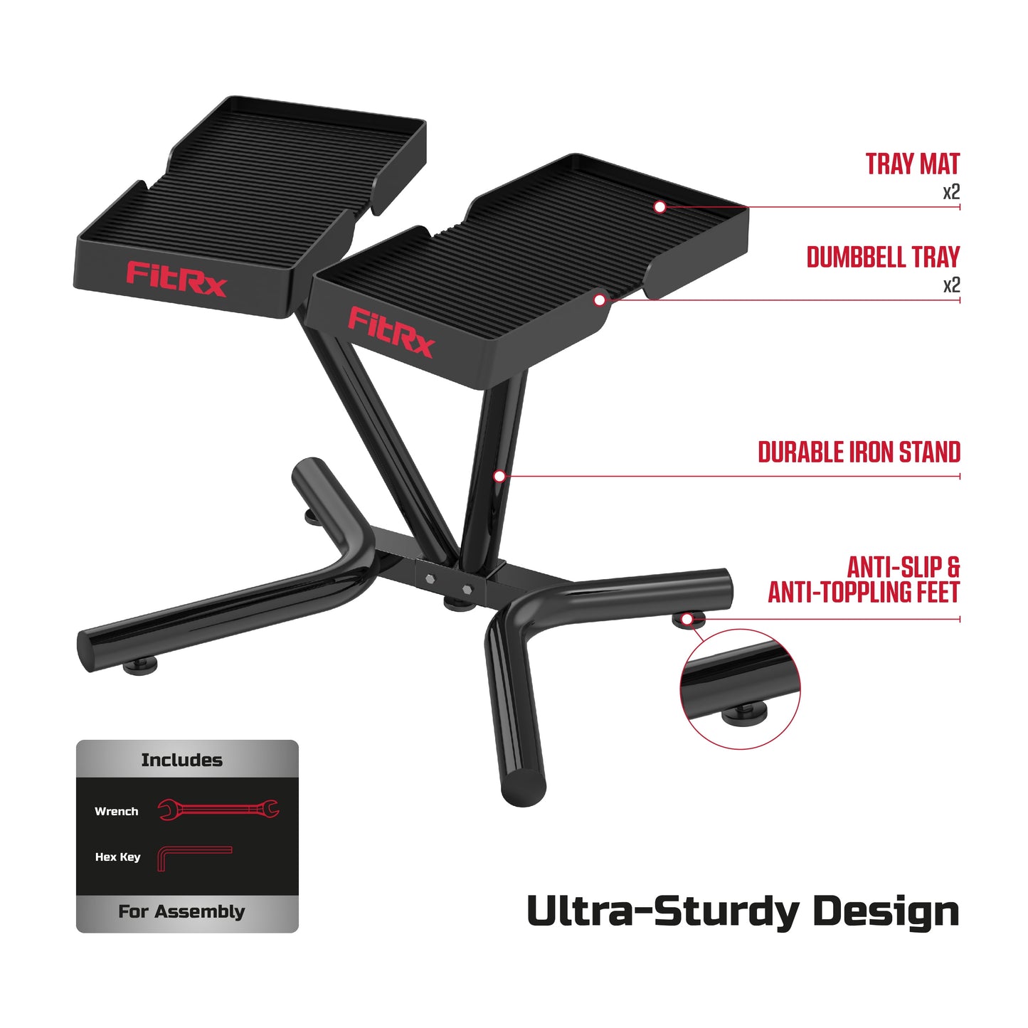 FitRx SmartRack Dumbbell Stand, Dumbbell Rack and Kettlebell Weight Rack Stand for Home Gym