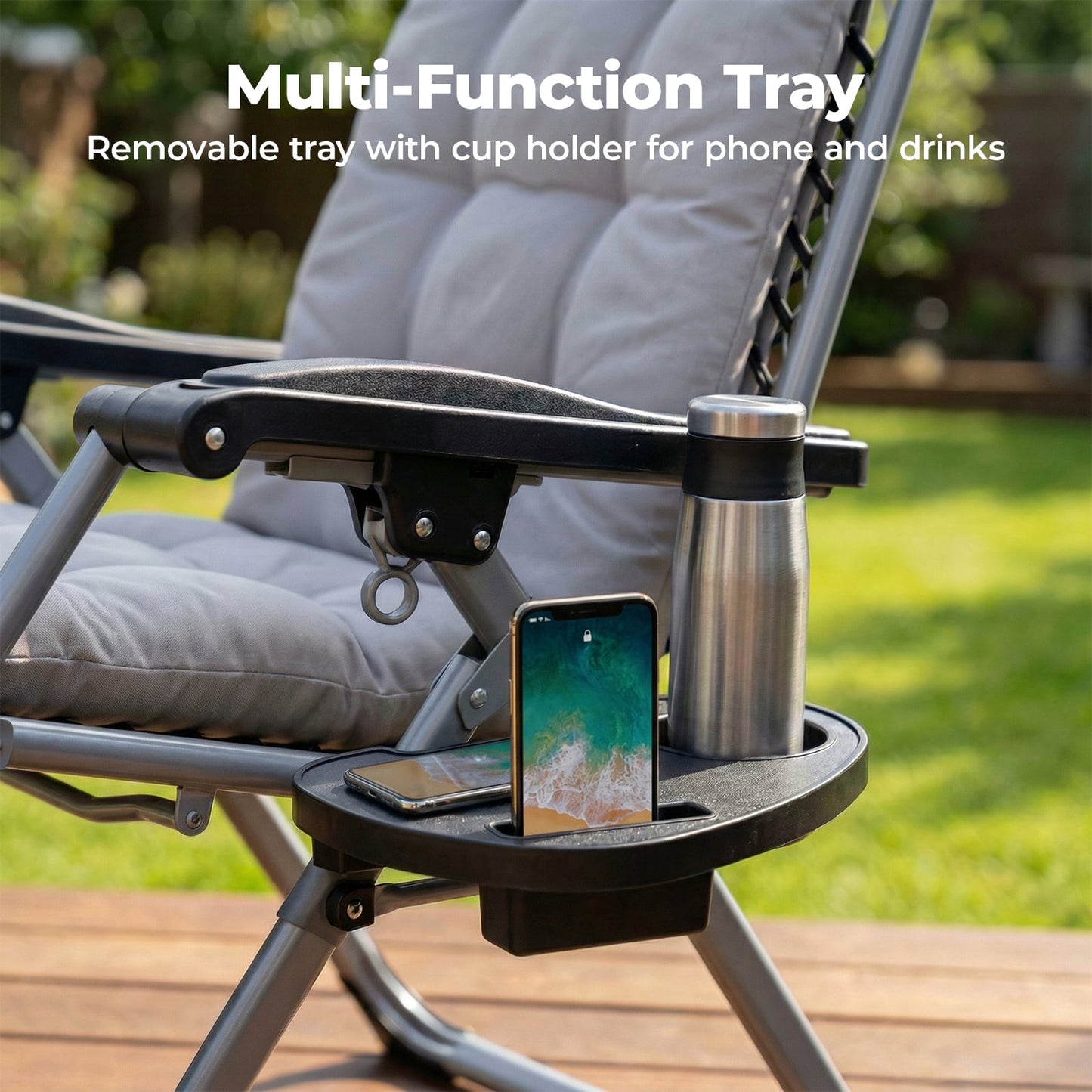 Alvantor Zero Gravity Chair with 440lbs Capacity, Foldable Outdoor Lounge, Black/Blue/Brown