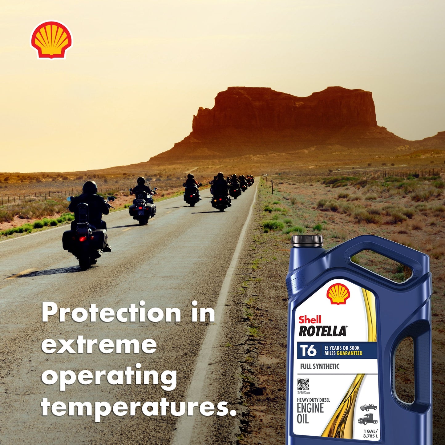 Shell Rotella T6 Full Synthetic 15W-40 Diesel Engine Oil, 1 Gallon