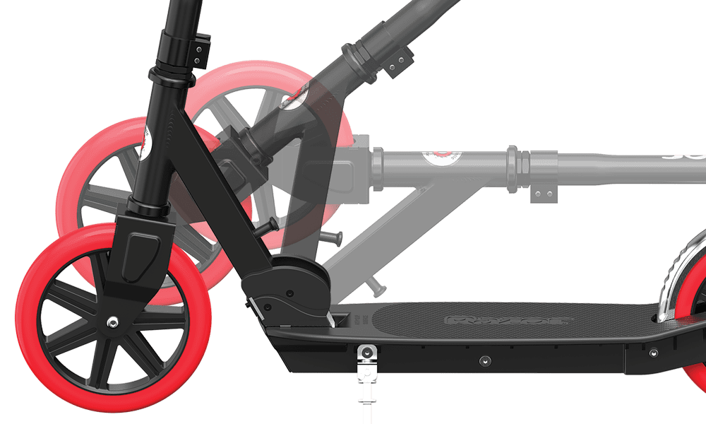 Razor Carbon Lux Kick Scooter - Red/Black, Spoked Large Wheels, Folding Scooter for Up to 220 lbs