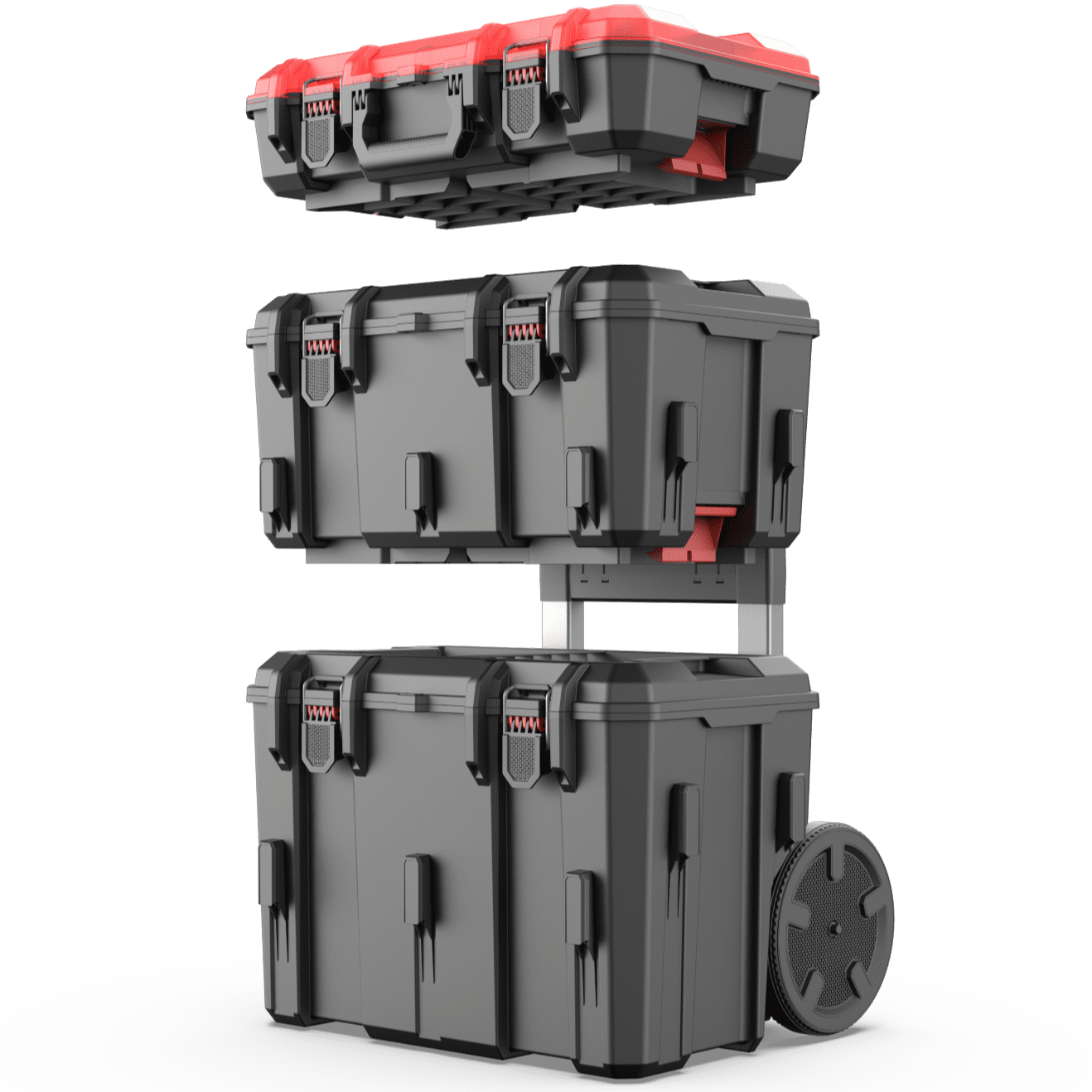 Hyper Tough Hyper Stack Heavy Duty 3 Piece Modular Rolling Toolbox System, Black