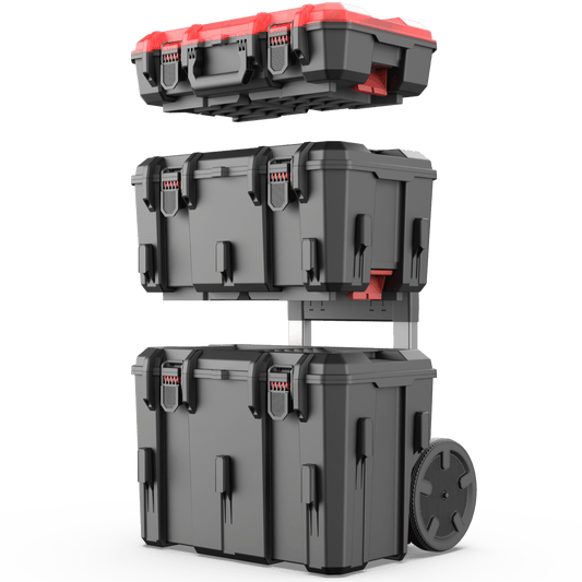 Hyper Tough Hyper Stack Heavy Duty 3 Piece Modular Rolling Toolbox System, Black