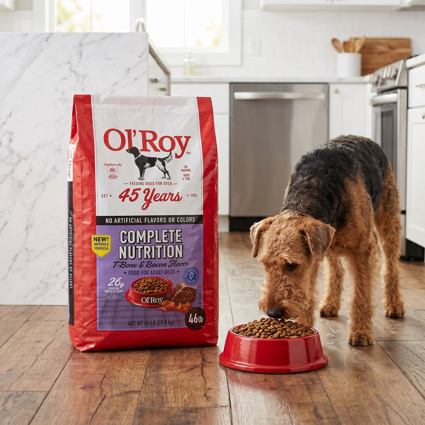 (2 pack) Ol' Roy Complete Nutrition T-Bone and Bacon Flavor Dry Dog Food, 46 lb Bag