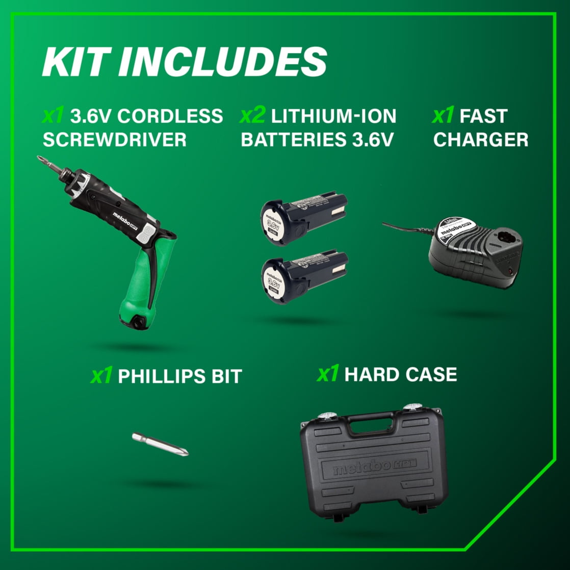 Metabo HPT Cordless Electric Screwdriver Kit, DB3DL2