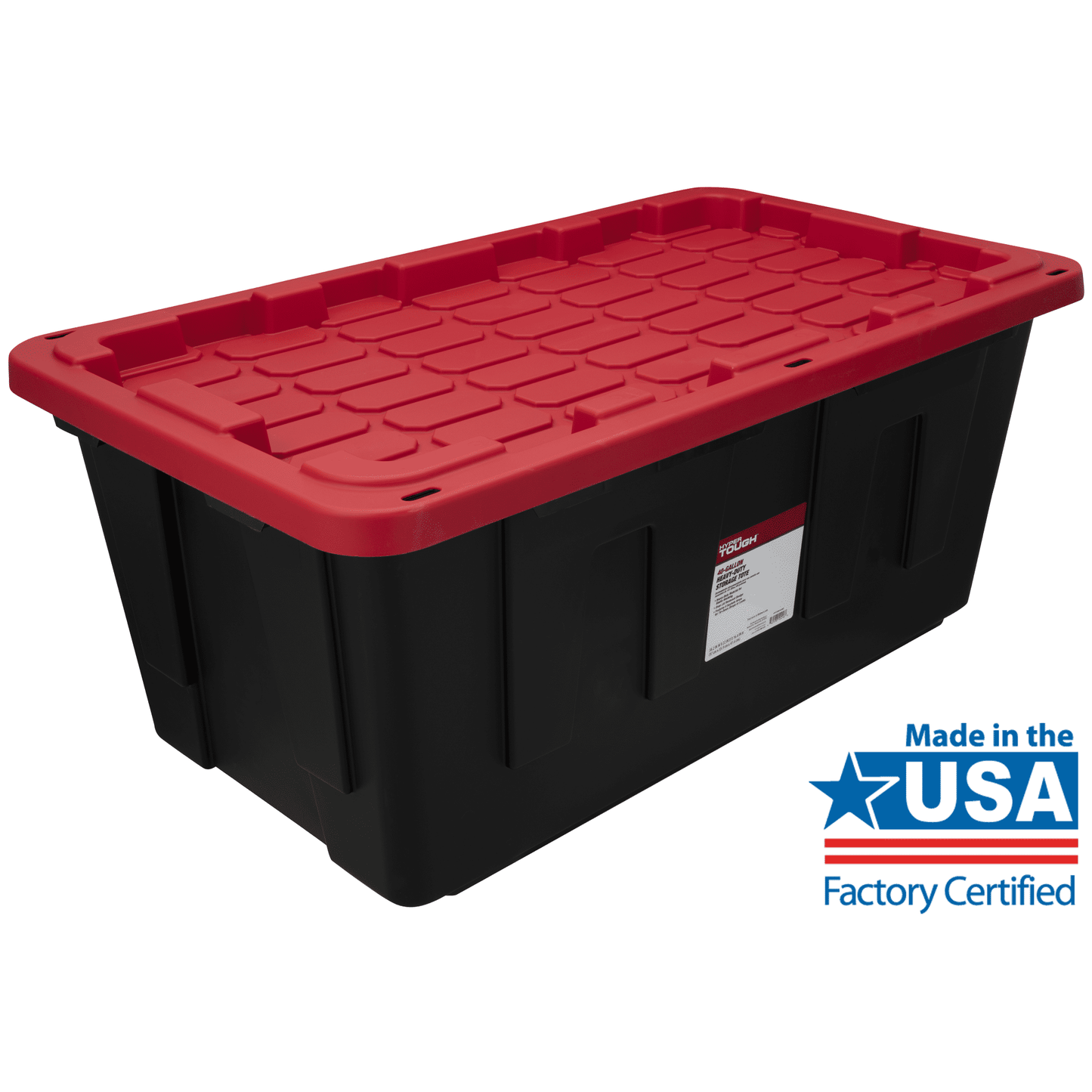 (Pack of 2) Hyper Tough 40 Gallon Extra Large Storage Bin with Snap Lid, Black and Red, Heavy Duty Plastic Storage Container