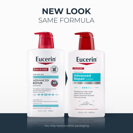 Eucerin Advanced Repair Lotion for Very Dry Skin, Value Size, 33.8 fl oz Bottle