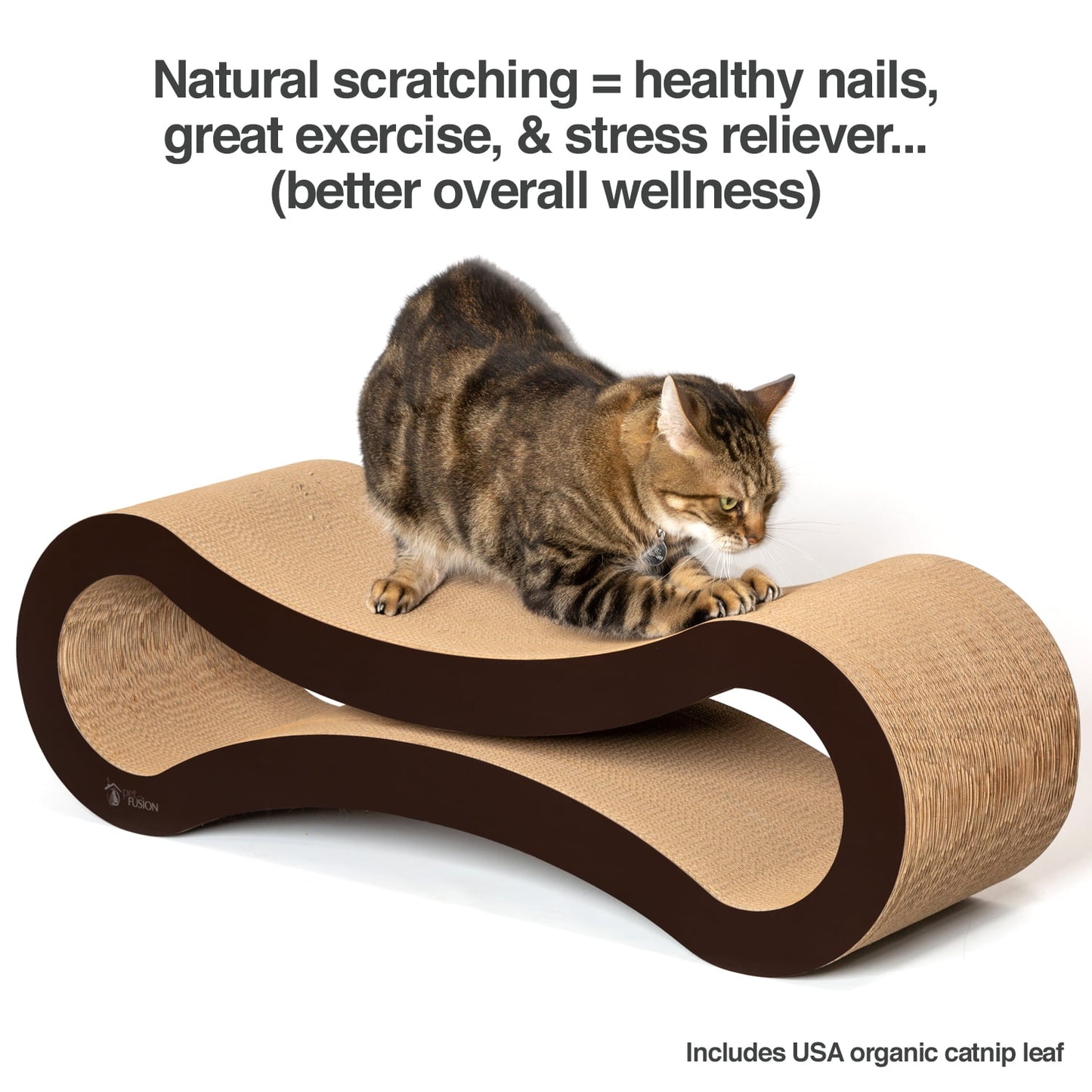 PetFusion Ultimate Reversible Infinity Cat Scratcher Lounge & Bed, Durable & Long Lasting, Brown