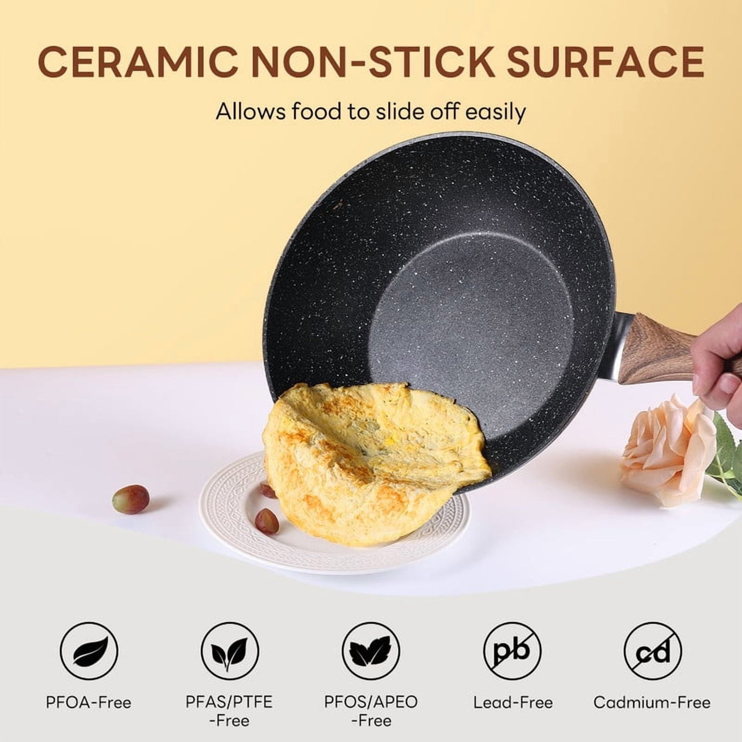 Gianna 17 Pcs Nonstick Pots and Pans, Non-toxic Kitchen Cooking Set with Stay-Cool Handles, Black