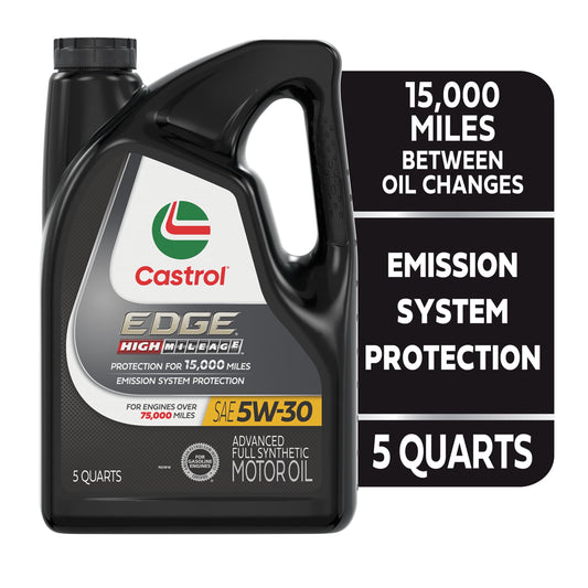 Castrol EDGE High Mileage 5W-30 Advanced Full Synthetic Motor Oil, 5 Quarts