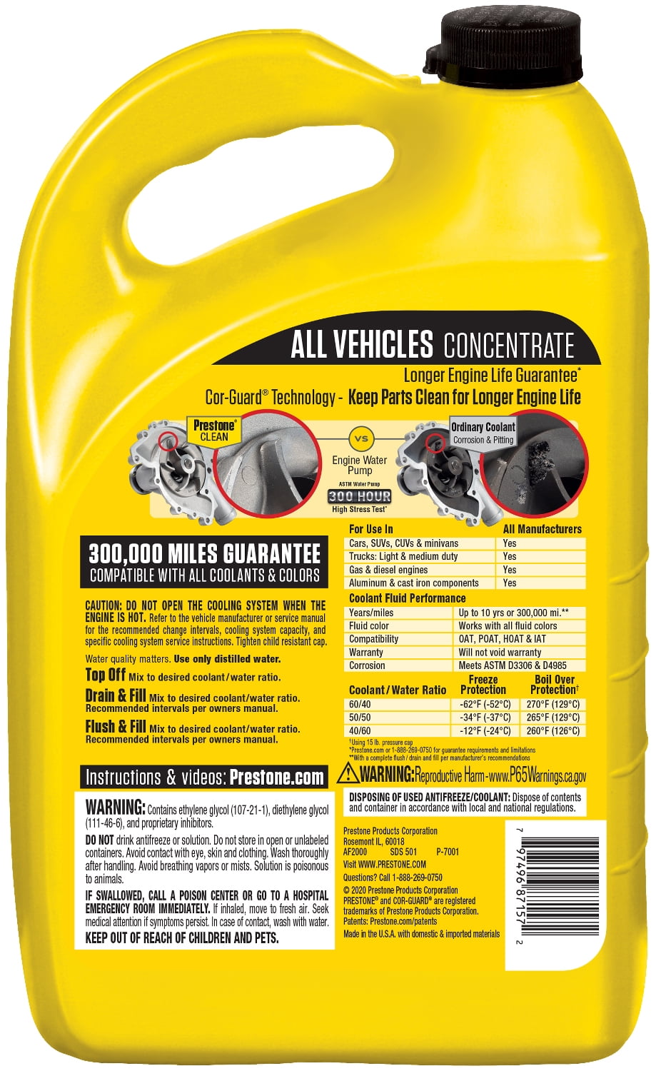 Prestone Universal Antifreeze and Coolant AF2000 Concentrate 1 Gallon