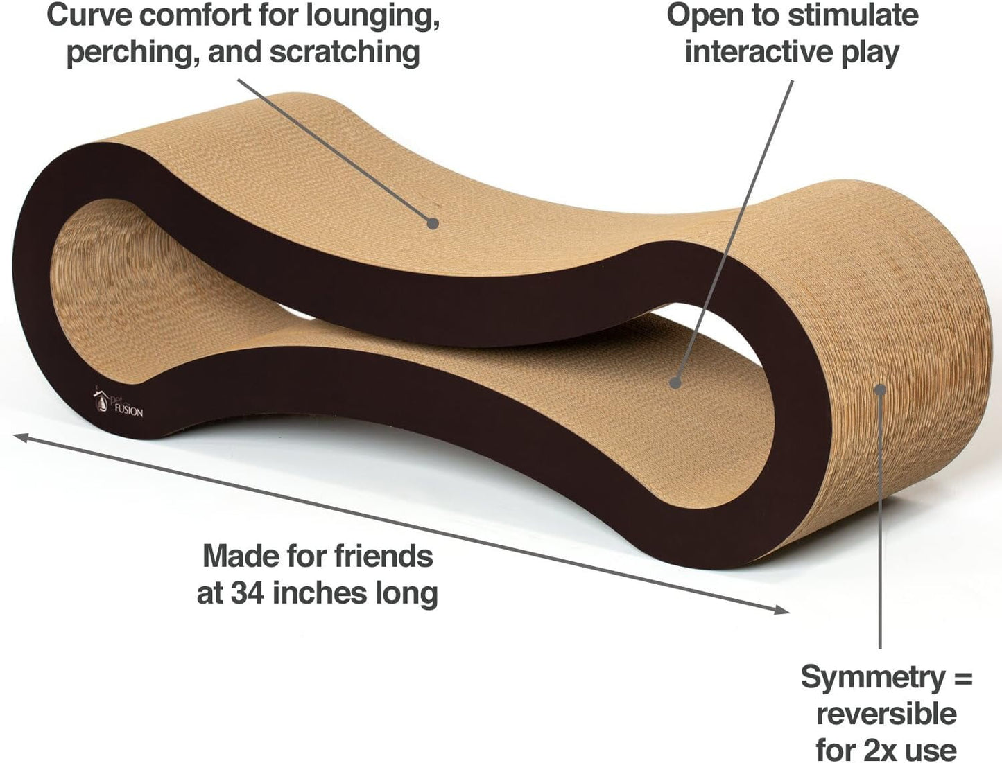PetFusion Ultimate Reversible Infinity Cat Scratcher Lounge & Bed, Durable & Long Lasting, Brown