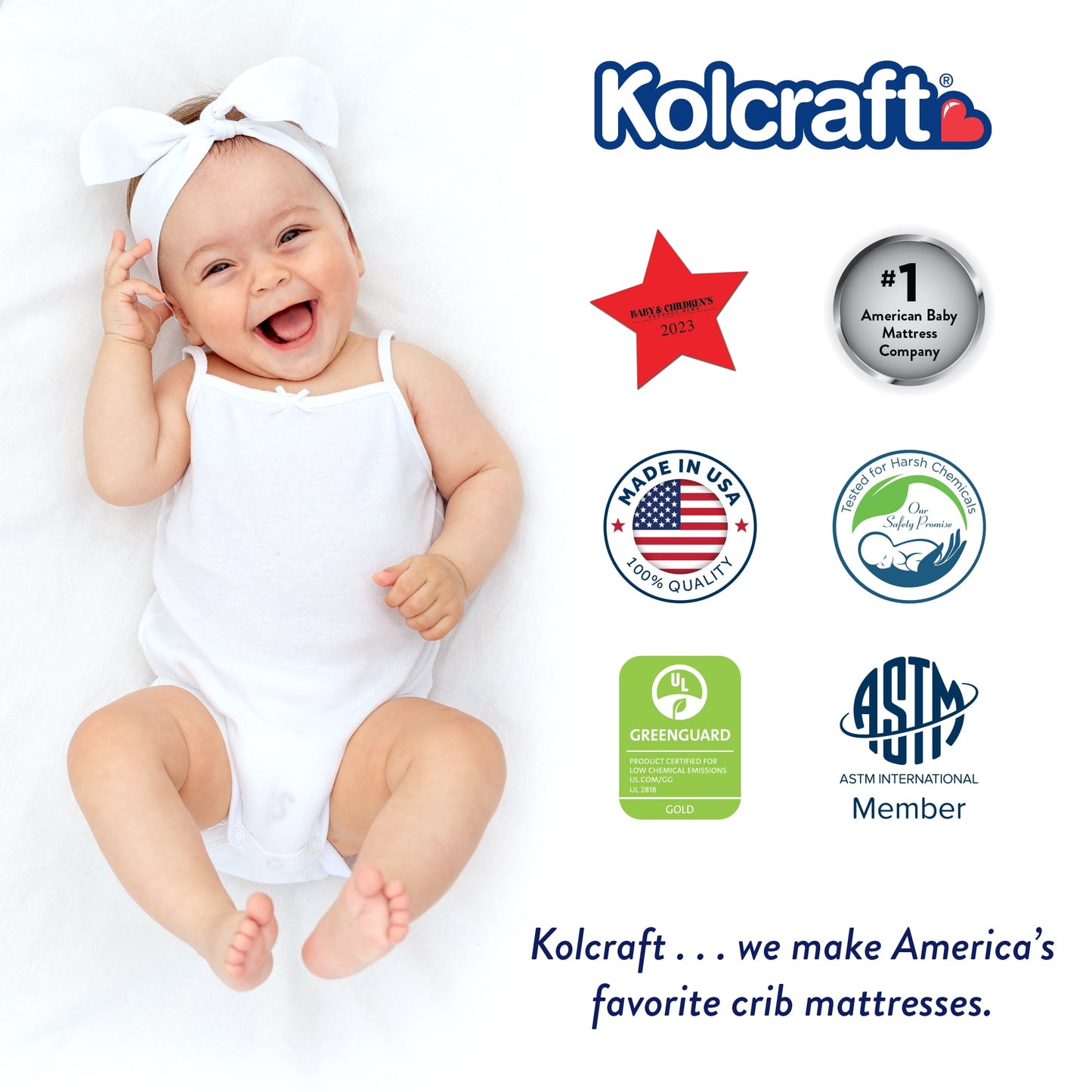 Kolcraft Pediatric 800 Extra Firm Baby Crib & Toddler Mattress, 80 Coil, Waterproof, Ecru