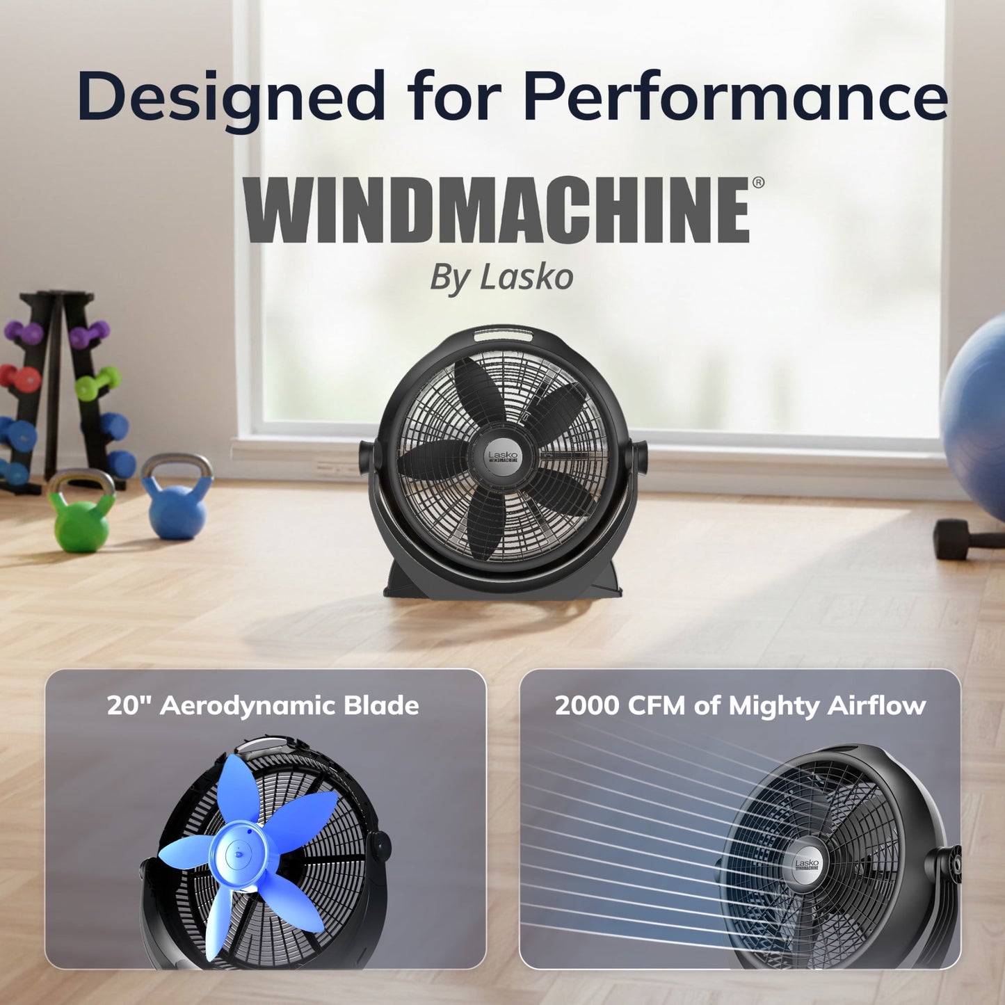 Lasko Wind Machine 20" 3-Speed Pivoting Head Air Circulator Fan A20305