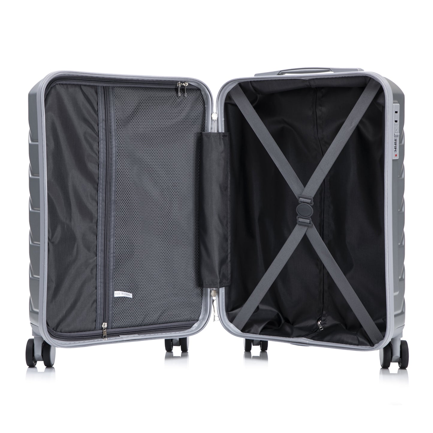 Leumius Hardside Carry on Luggage with Spinner Wheels, Hard Shell ABS Suitcase, 20-Inch Lightweight Expandable Rolling Luggage, Silver