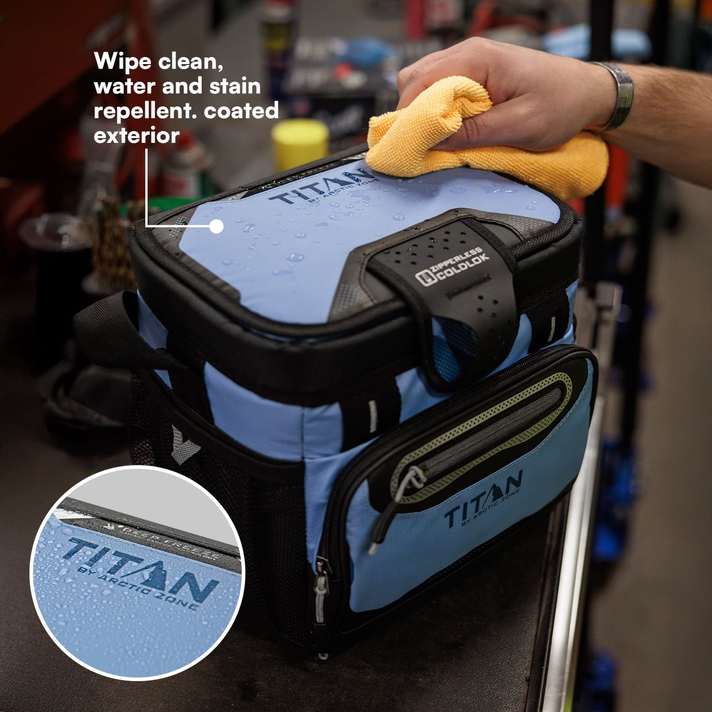 Titan by Arctic Zone 9 Can Zipperless Soft Cooler, 6 Quart, Rainwash Blue