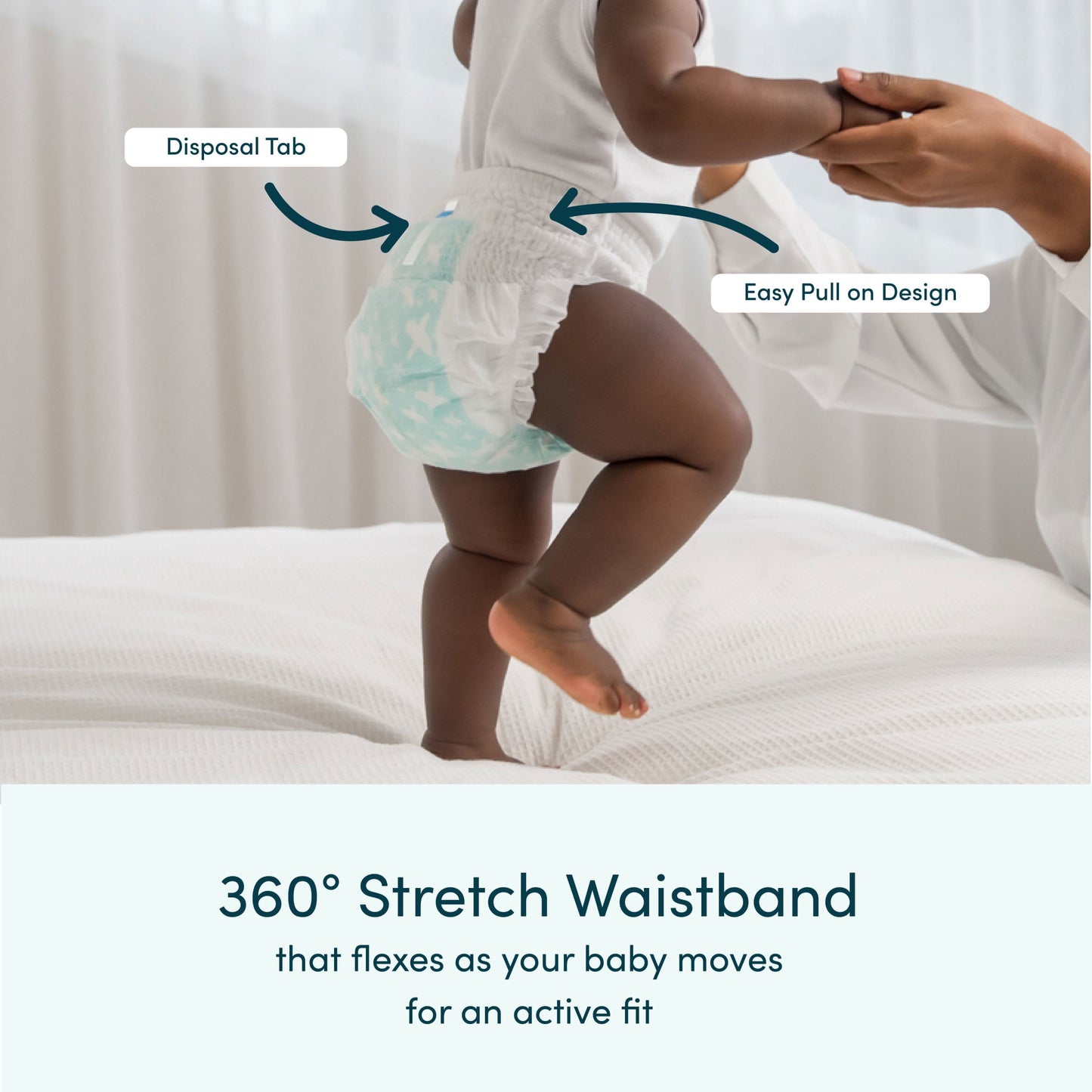 Rascals Premium 360 Absorbent Pull-On Diapers, Size 5, 52 Count