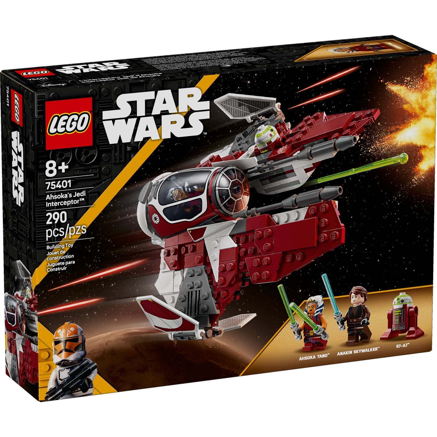 LEGO Star Wars: The Clone Wars Ahsoka's Jedi Interceptor Spaceship Building Toy - Kids Star Wars Toy for Boys and Girls, Ages 8+ - Birthday Gift Idea for Star Wars Fans - 75401