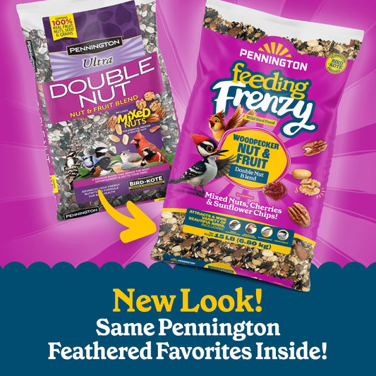 Pennington Feeding Frenzy Woodpecker Nut & Fruit Double Nut Blend Wild Bird Food, 15 Pounds