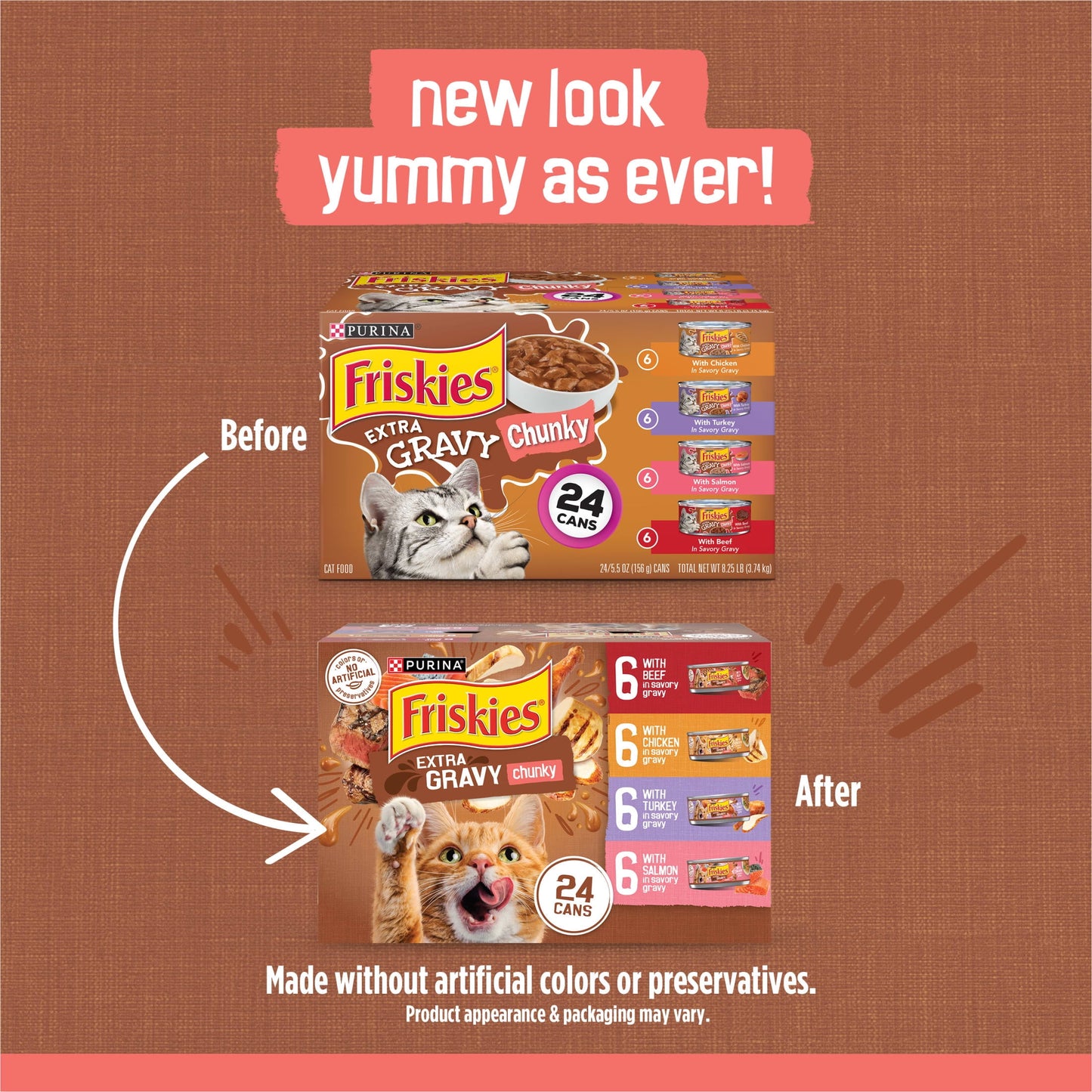 Purina Friskies Extra Chunky Gravy Variety Pack, Wet Cat Food, 5.5 oz Cans