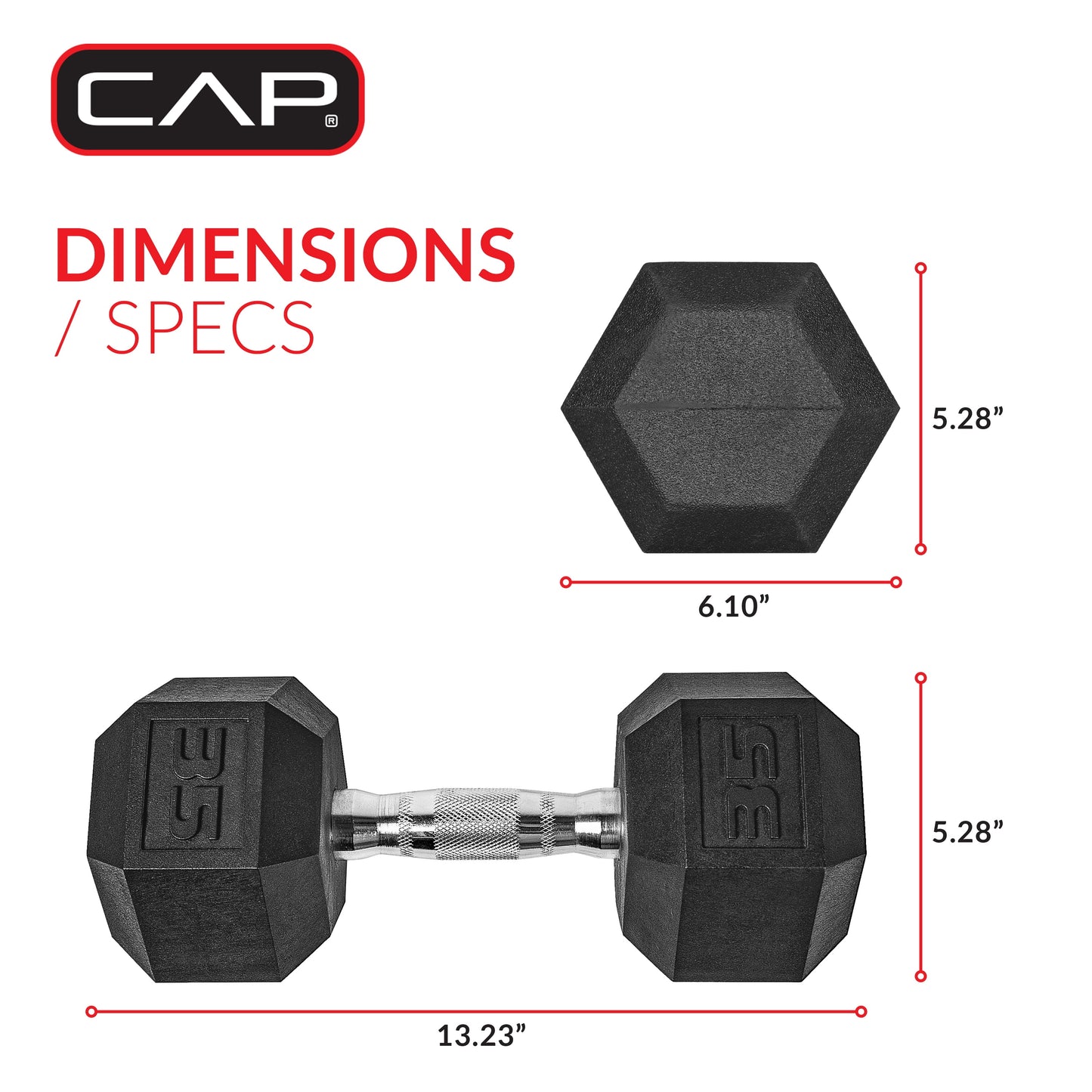 CAP Barbell, 35lb Coated Hex Dumbbell, Single