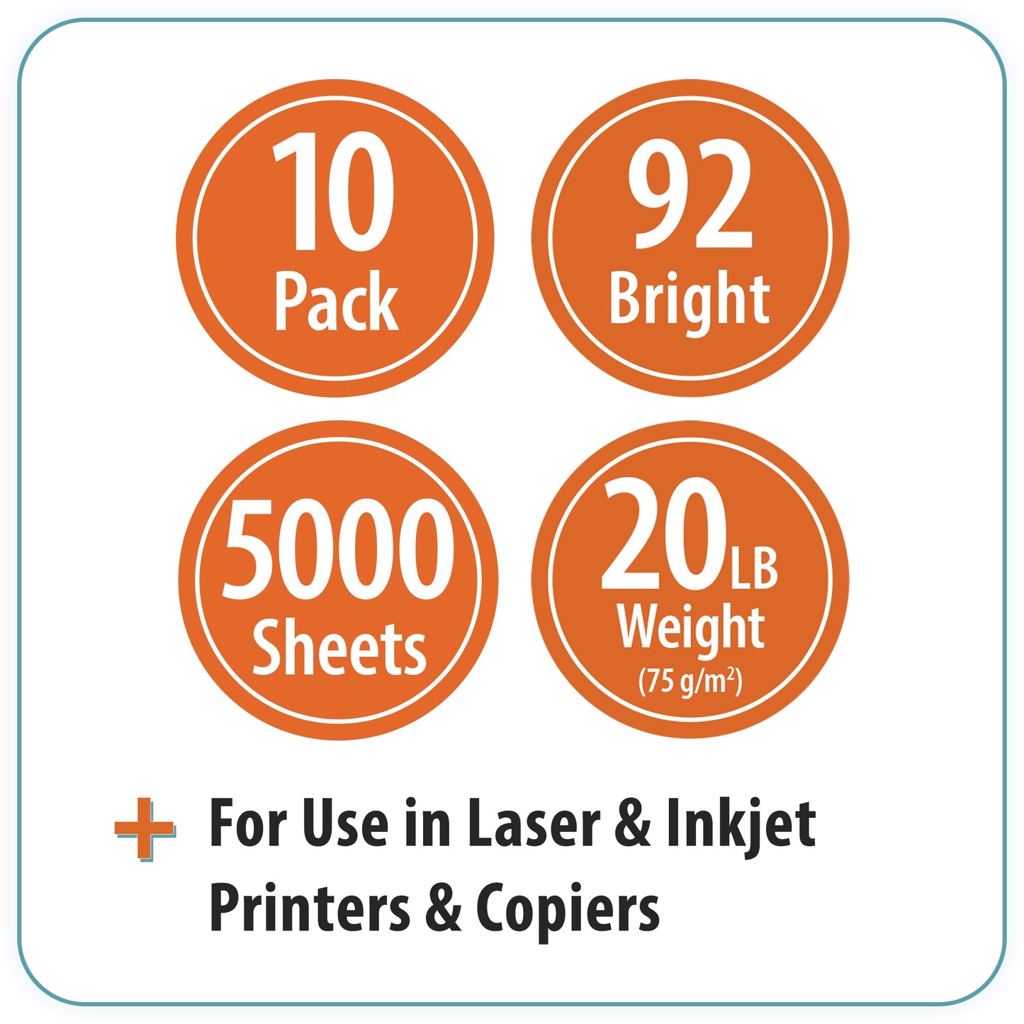 Pen+Gear Copy Paper, 8.5" x 11", 92 Bright White, 20 lb., 10 Ream Case (5,000 Sheets)