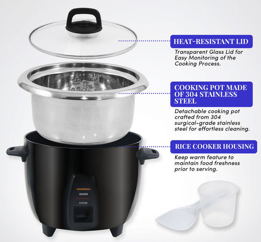 Elite Cuisine Deluxe 10-Cup Electric Rice Cooker, Stainless Steel