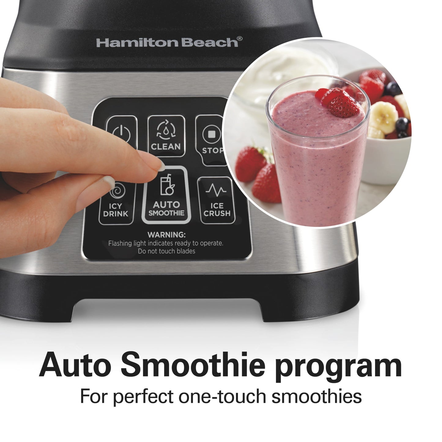 Hamilton Beach Smoothie Smart Blender, 48 oz Glass Jar 850 W Countertop Blender for Kitchen, Stainless Steel