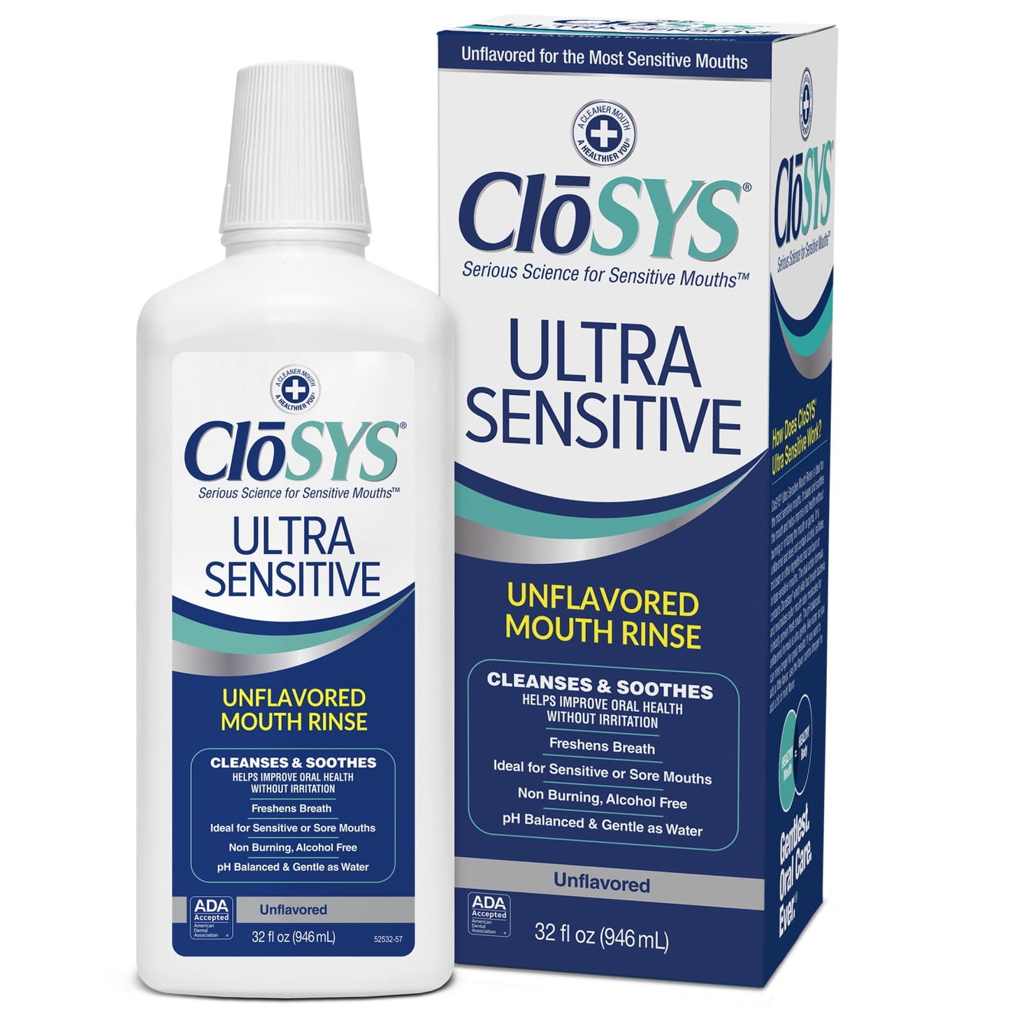 (3 pack) CloSYS Ultra Sensitive Mouthwash, Unflavored, 32 fl oz