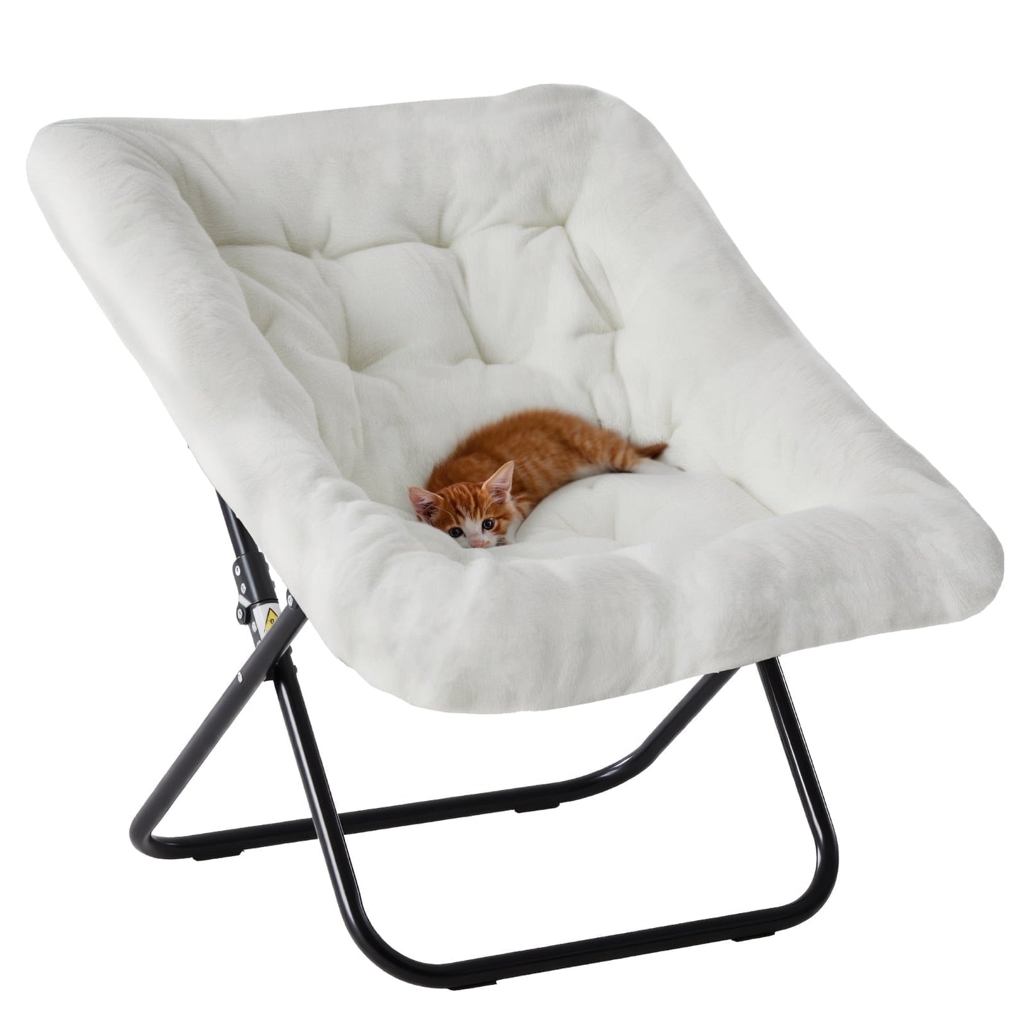 EDX Comfy Chair for Adults, Soft Faux Fur Folding Lounge for Bedroom Living Room Dorm Rooms Flexible Reading Chair, White
