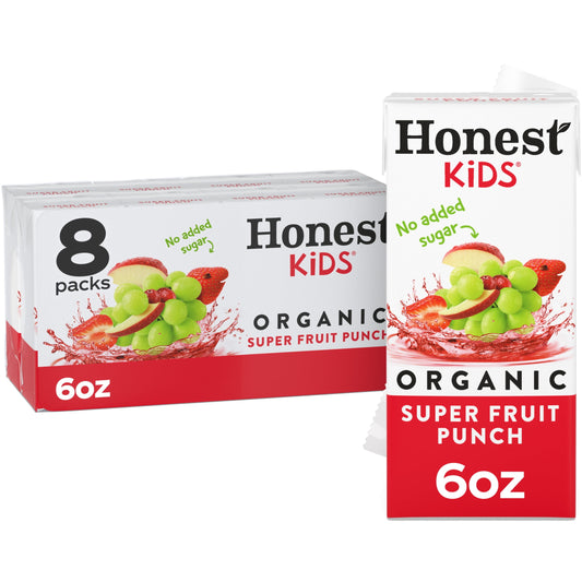 (5 pack) Honest Kids Organic Super Fruit Punch Juice, 6 fl oz, 5 packs of 8 Juice Boxes