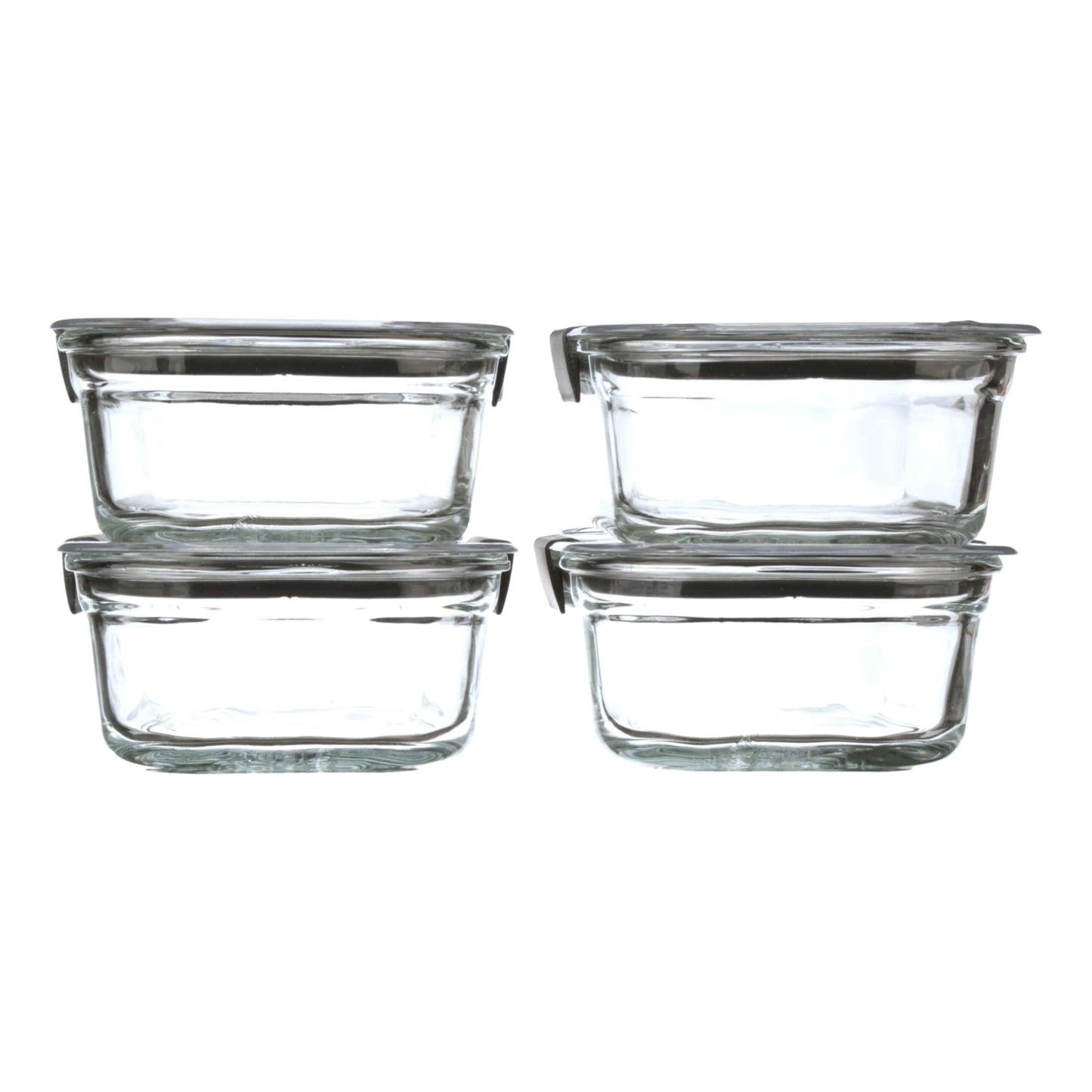 Rubbermaid Brilliance Glass Set of 4 Food Storage Containers with Latching Lids, 3.2 Cups