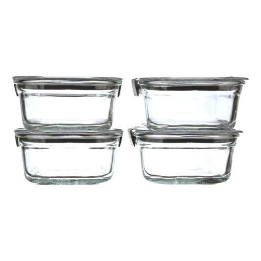 Rubbermaid Brilliance Glass Set of 4 Food Storage Containers with Latching Lids, 3.2 Cups