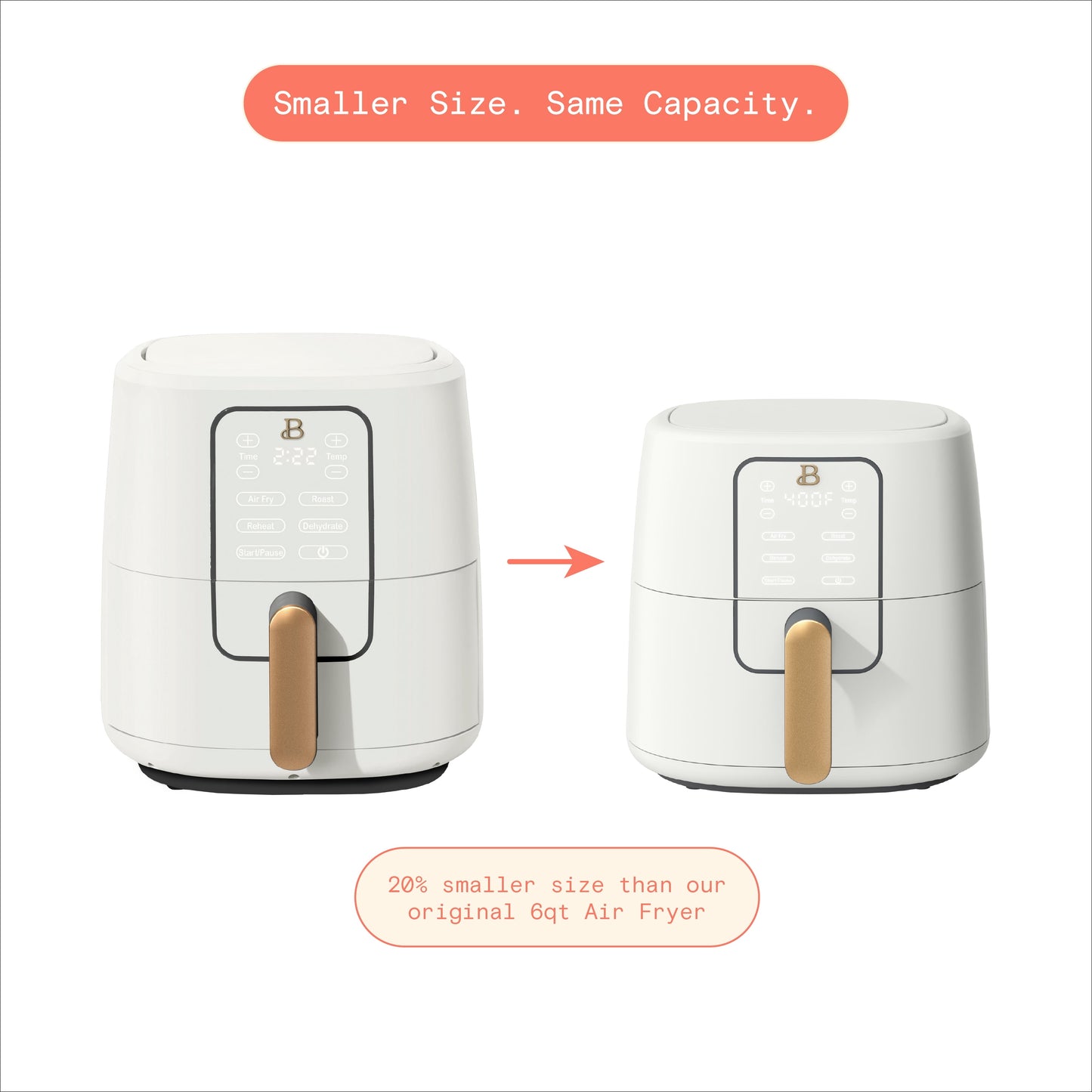 Beautiful 6 Qt Air Fryer with TurboCrisp Technology, EverGood Ceramic Nonstick Coating, White Icing by Drew Barrymore
