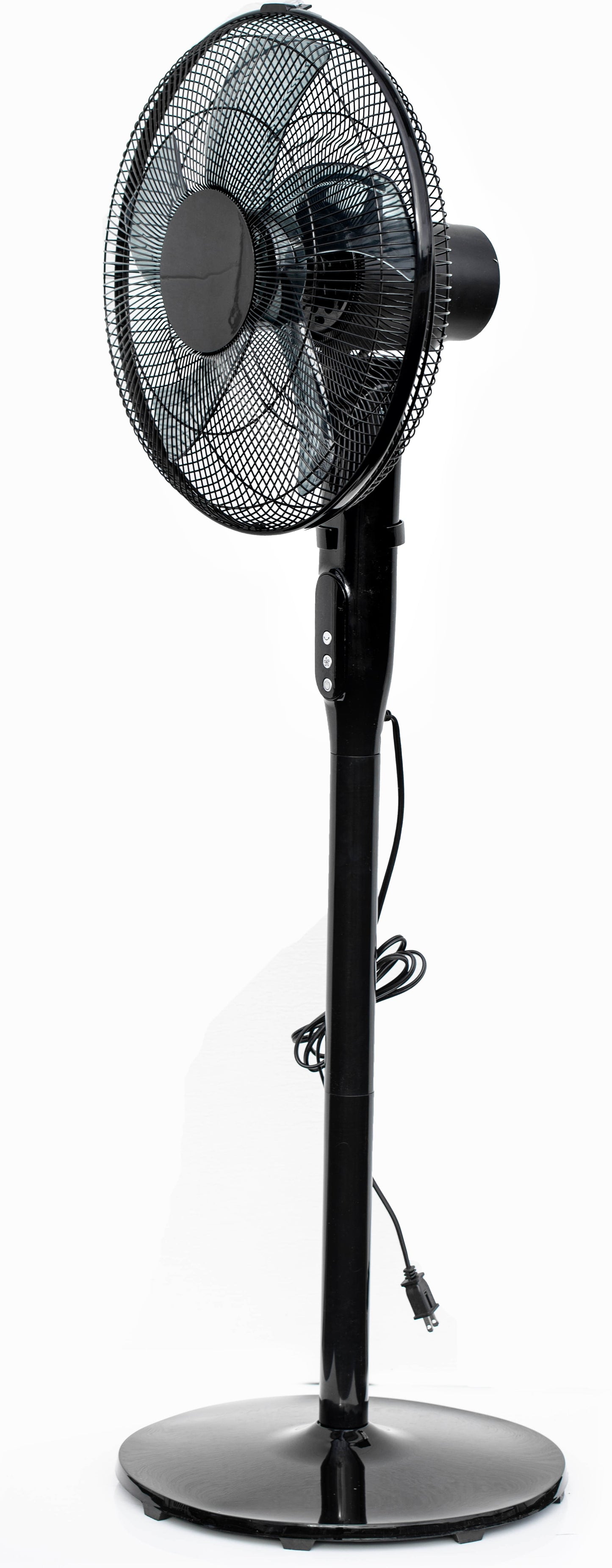 Pelonis 16" 12-Speed Adjustable Height Quiet Pedestal Fan with Digital Display & Remote Control, PSPF18AR40B, New, Black