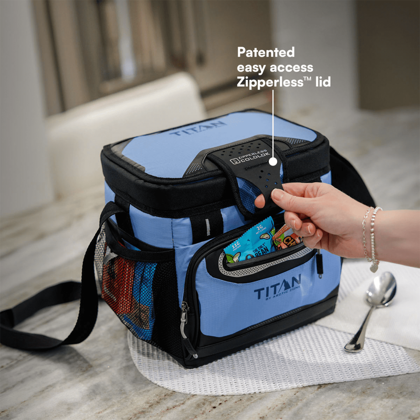 Titan by Arctic Zone 9 Can Zipperless Soft Cooler, 6 Quart, Rainwash Blue
