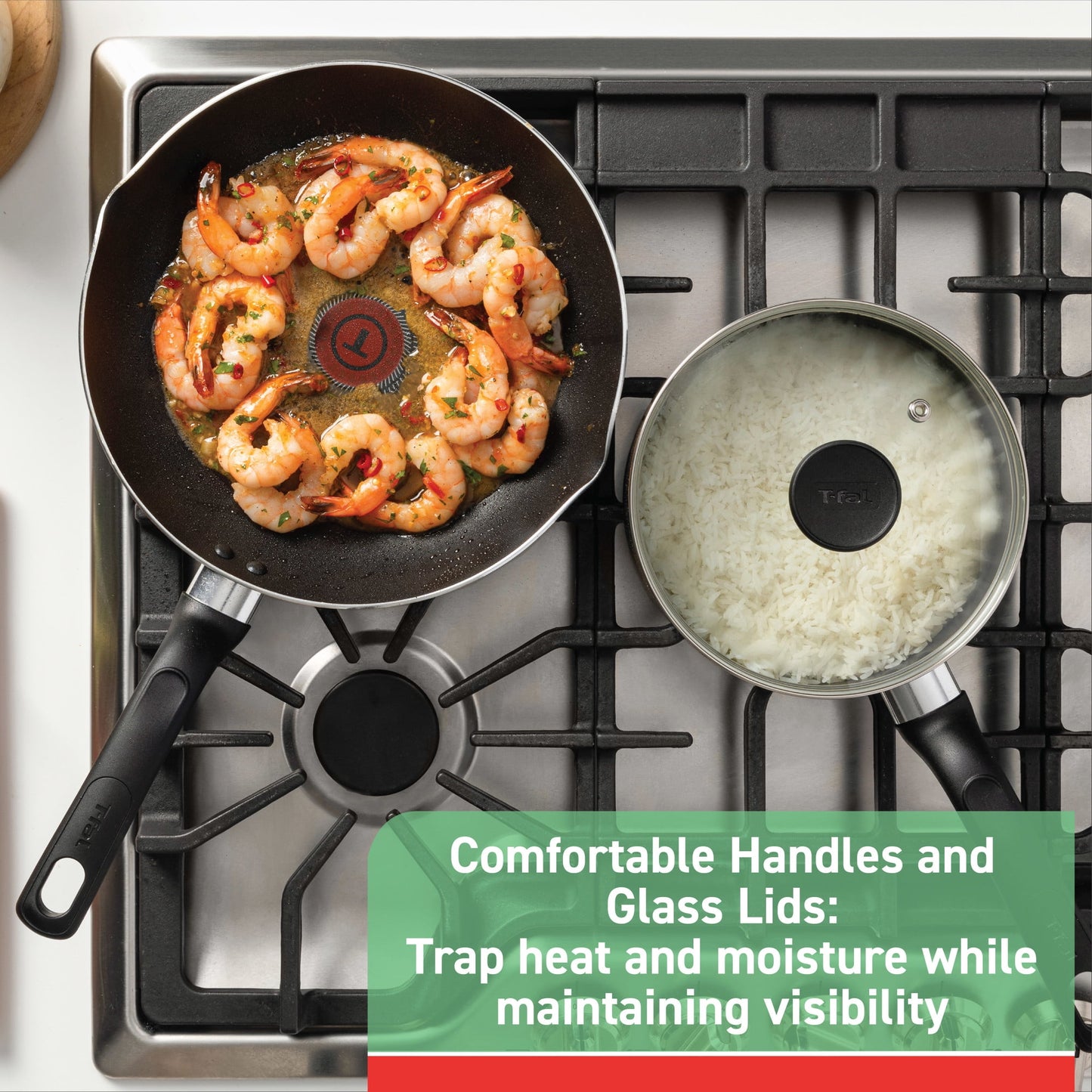 T-fal Easy Care Nonstick Cookware, 12 piece Set, Grey, B087SC64